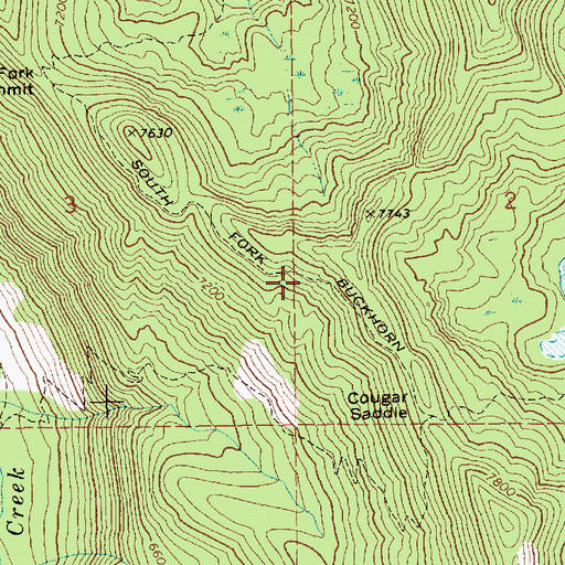 Topographic Map of South Fork Buckhorn Trail, ID