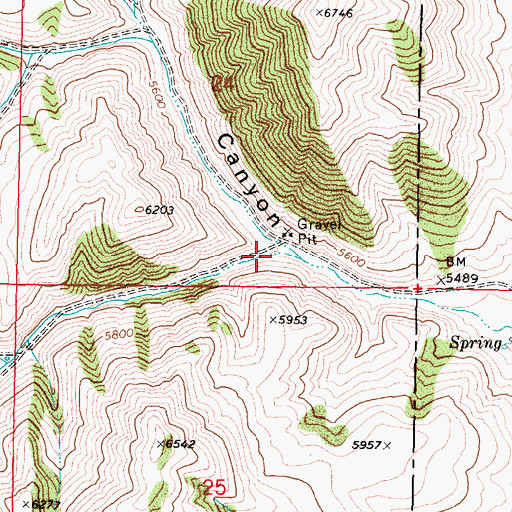 Topographic Map of South Fork Bull Canyon, ID