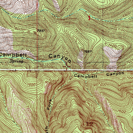 Topographic Map of South Fork Campbell Canyon, ID