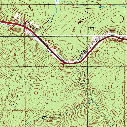 Topographic Map of South Fork Cedar Creek, ID