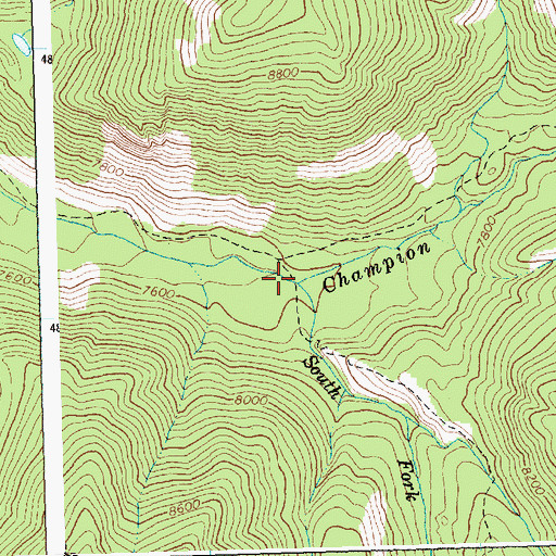 Topographic Map of South Fork Champion Creek, ID