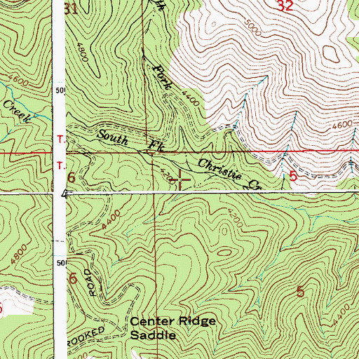 Topographic Map of South Fork Christie Creek, ID