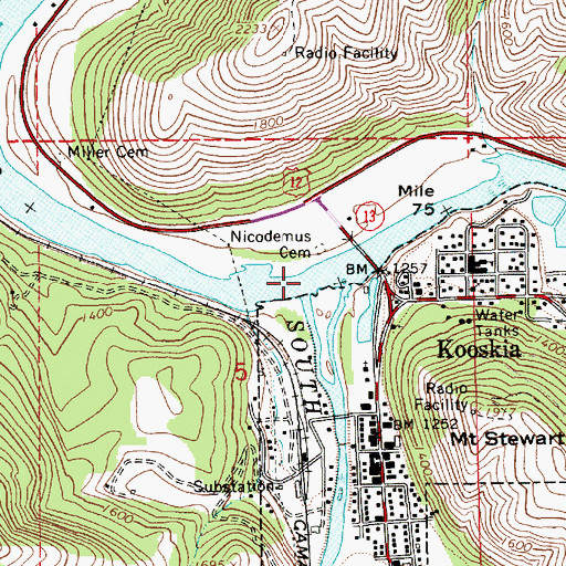 Topographic Map of South Fork Clearwater River, ID