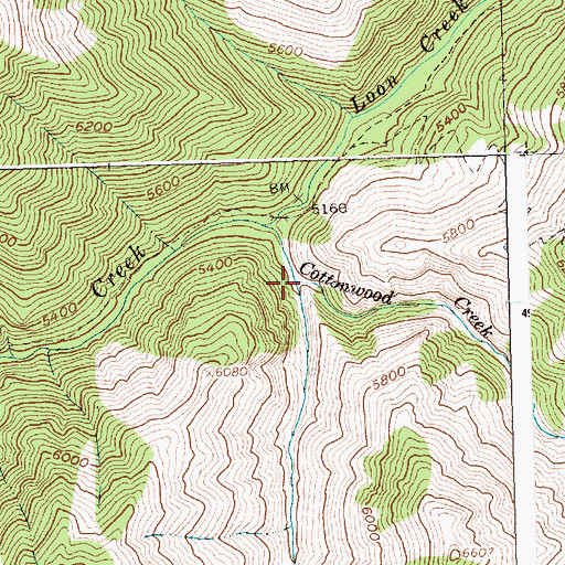 Topographic Map of South Fork Cottonwood Creek, ID