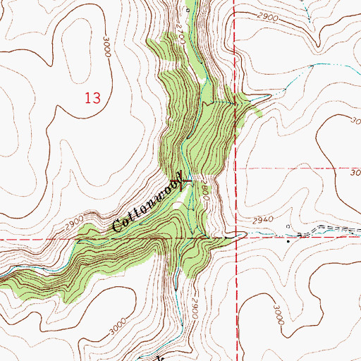 Topographic Map of South Fork Cottonwood Creek, ID