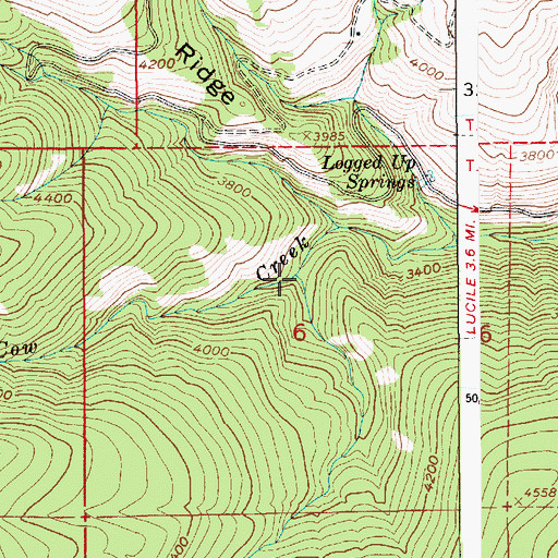 Topographic Map of South Fork Cow Creek, ID