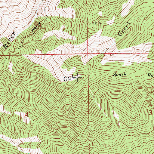 Topographic Map of South Fork Cub Creek, ID
