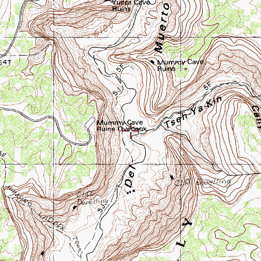 Topographic Map of Mummy Cave Overlook, AZ