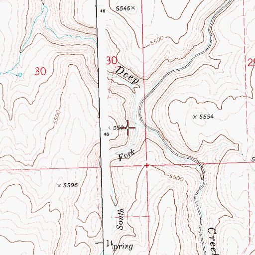 Topographic Map of South Fork Deep Creek, ID