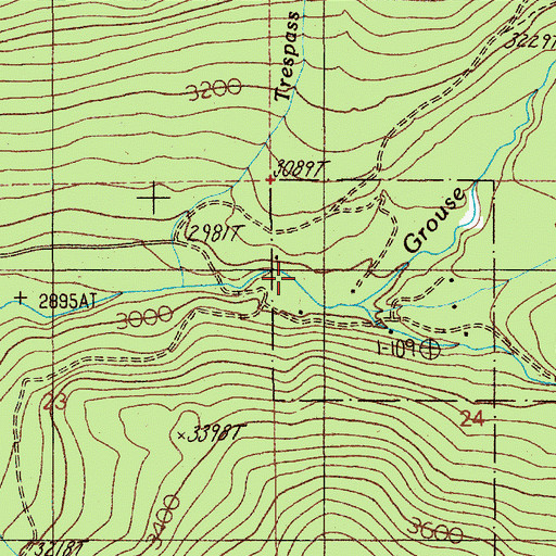 Topographic Map of South Fork Grouse Creek, ID