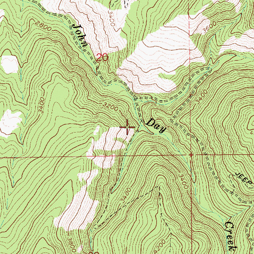 Topographic Map of South Fork John Day Creek, ID
