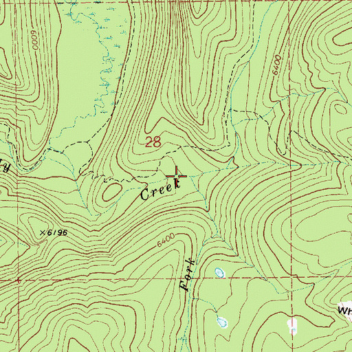 Topographic Map of South Fork Kennally Creek, ID