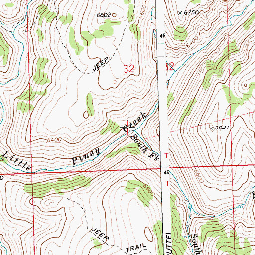 Topographic Map of South Fork Little Piney Creek, ID