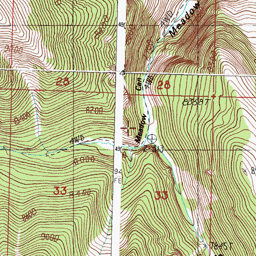 Topographic Map of South Fork Meadow Canyon, ID