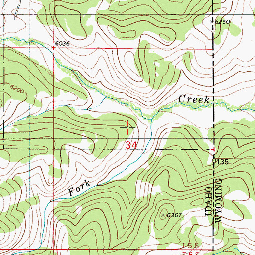 Topographic Map of South Fork Miller Creek, ID