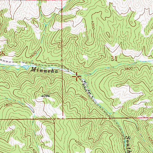 Topographic Map of South Fork Minneha Creek, ID