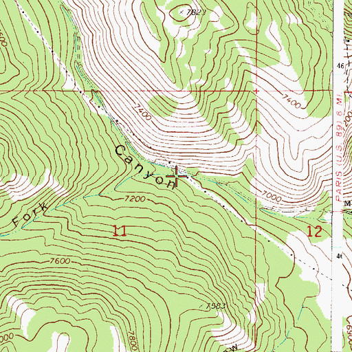 Topographic Map of South Fork Paris Canyon, ID