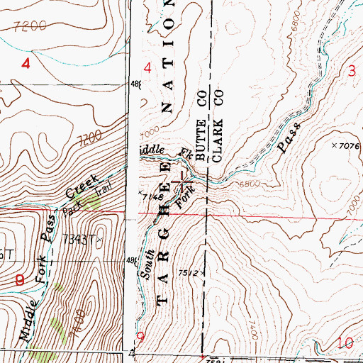 Topographic Map of South Fork Pass Creek, ID