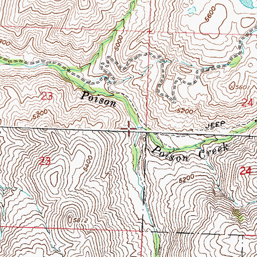 Topographic Map of South Fork Poison Creek, ID