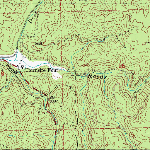 Topographic Map of South Fork Reeds Creek, ID