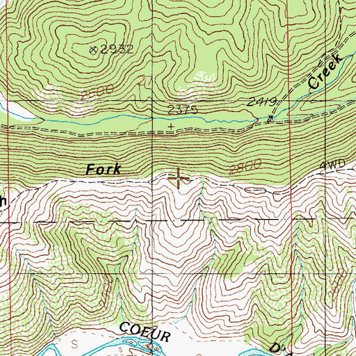 Topographic Map of South Fork Ridge, ID