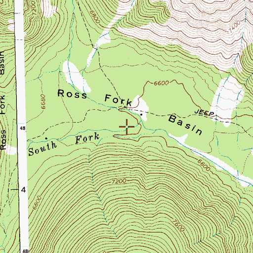 Topographic Map of South Fork Ross Fork, ID