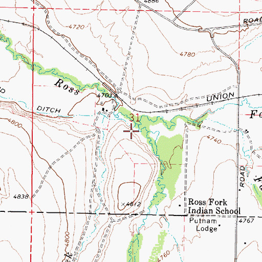 Topographic Map of South Fork Ross Fork, ID