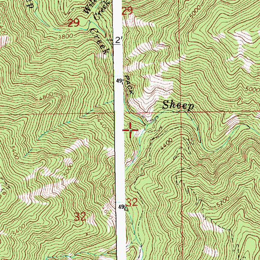 Topographic Map of South Fork Sheep Creek, ID