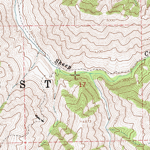 Topographic Map of South Fork Sheep Creek, ID