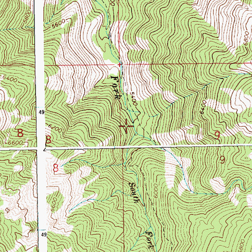Topographic Map of South Fork Sheep Creek Trail, ID