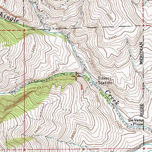 Topographic Map of South Fork Shingle Creek, ID