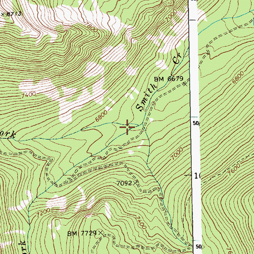 Topographic Map of South Fork Smith Creek, ID