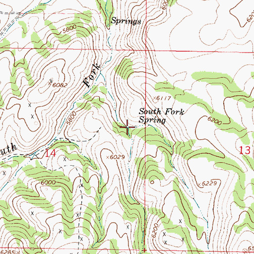 Topographic Map of South Fork Spring, ID