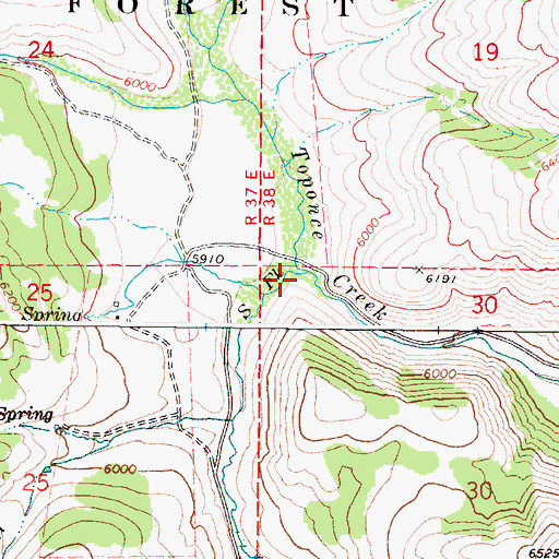Topographic Map of South Fork Toponce Creek, ID