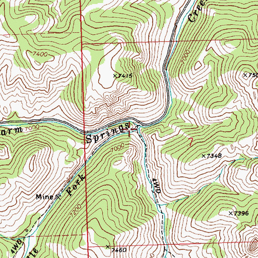 Topographic Map of South Fork Warm Springs Creek, ID