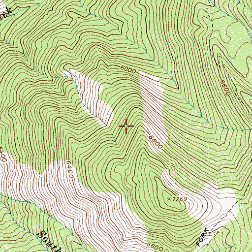 Topographic Map of South Fork Waterfall Creek, ID