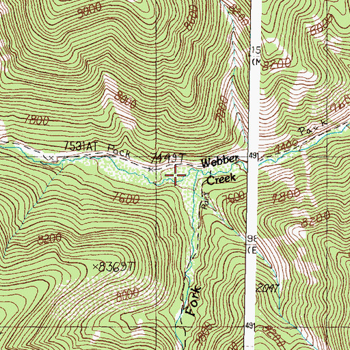 Topographic Map of South Fork Webber Creek, ID