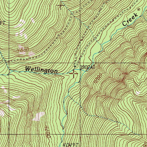 Topographic Map of South Fork Wellington Creek, ID