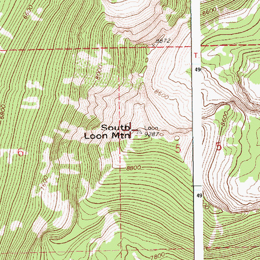 Topographic Map of South Loon Mountain, ID