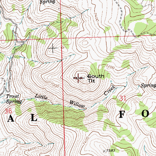 Topographic Map of South Tit, ID