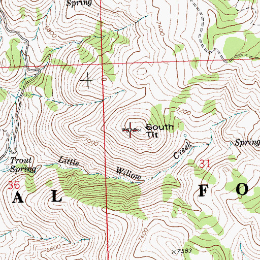 Topographic Map of South Tit, ID