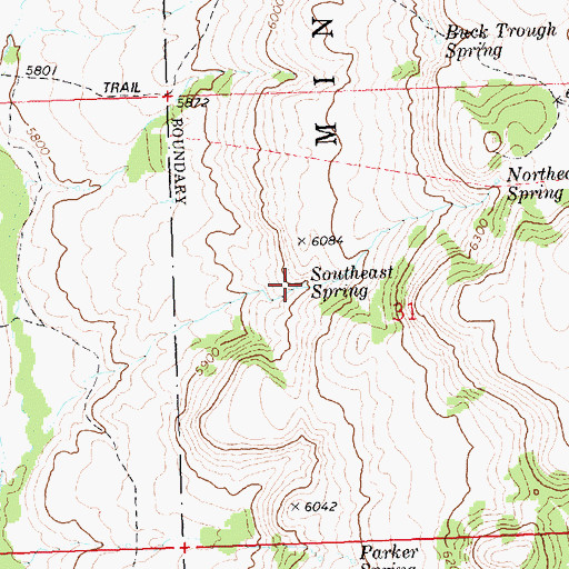 Topographic Map of Southeast Spring, ID