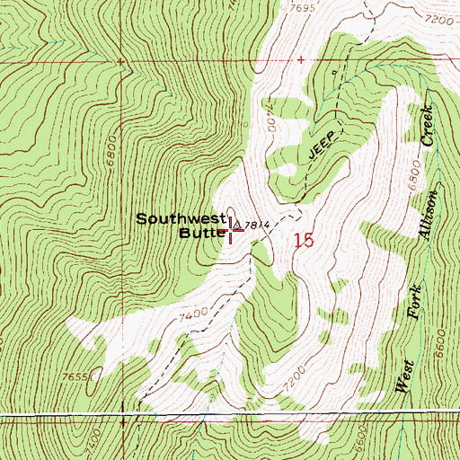 Topographic Map of Southwest Butte, ID