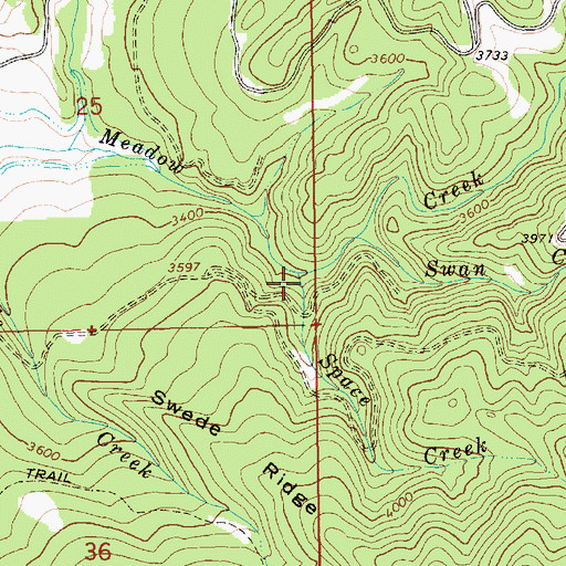 Topographic Map of Space Creek, ID