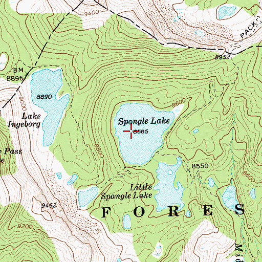 Topographic Map of Spangle Lake, ID