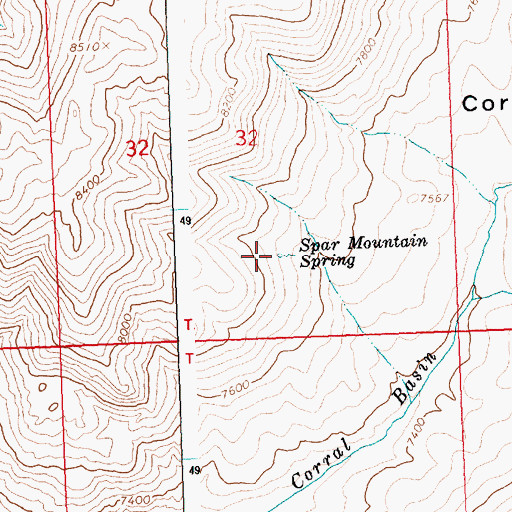 Topographic Map of Spar Mountain Spring, ID