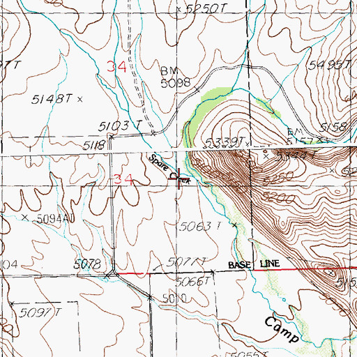 Topographic Map of Spare Creek, ID