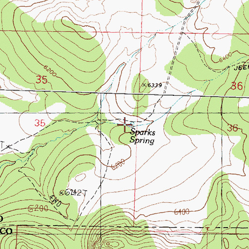 Topographic Map of Sparks Spring, ID