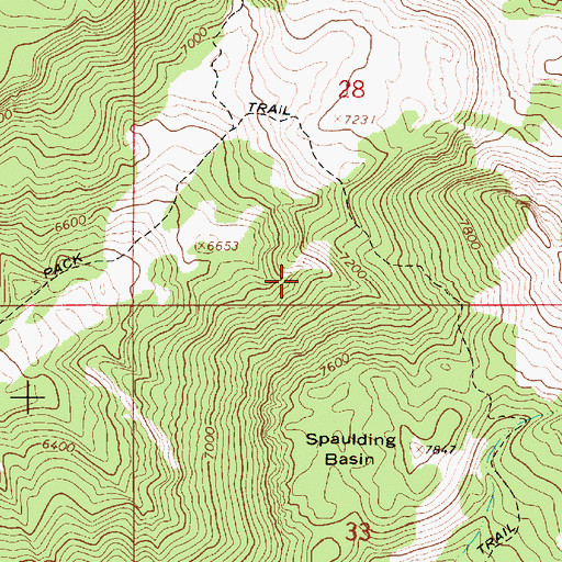 Topographic Map of Spaulding Basin, ID