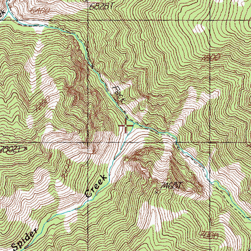 Topographic Map of Spider Creek, ID